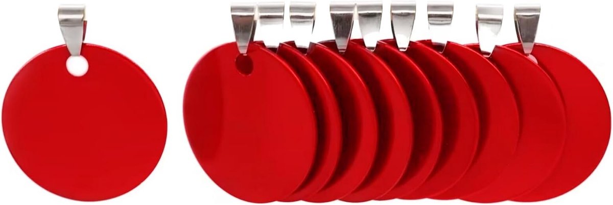 aluminium lege hondenlabels, DIY gegraveerde kattenhond ID-tags, gepersonaliseerde huisdier identiteit naamlabels, lege hondentag DIY snijwerk, diameter 3 cm rood 12 stuks
