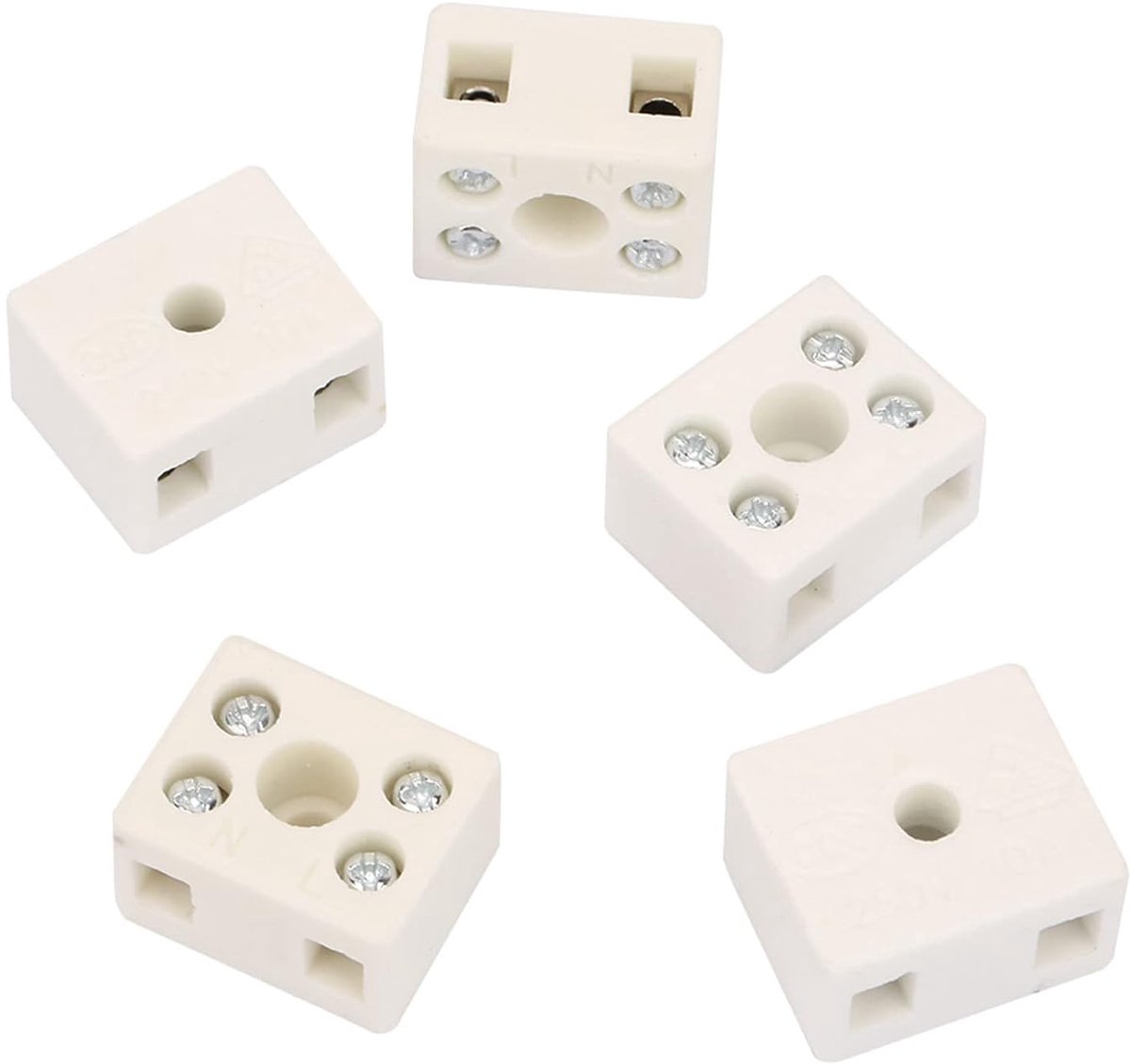 5 gaten keramische aansluitblok, porseleinen keramische eindblokken temperatuur 2 posities draadconnectoren bedrading voor elektrische kabel 5 stuks hoge temperatuurbestendige connector kwaliteit