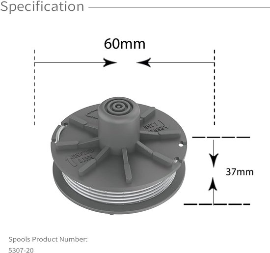 draadspoel, 4 stuks, diameter van 1,65 mm, 6,1 m, 5307-20 vervangende autofeed spoel lijn, nylon spoelen voor Gardena EasyCut ComfortCut PowerCut SmallCut Grastrimmer — afbeelding 5