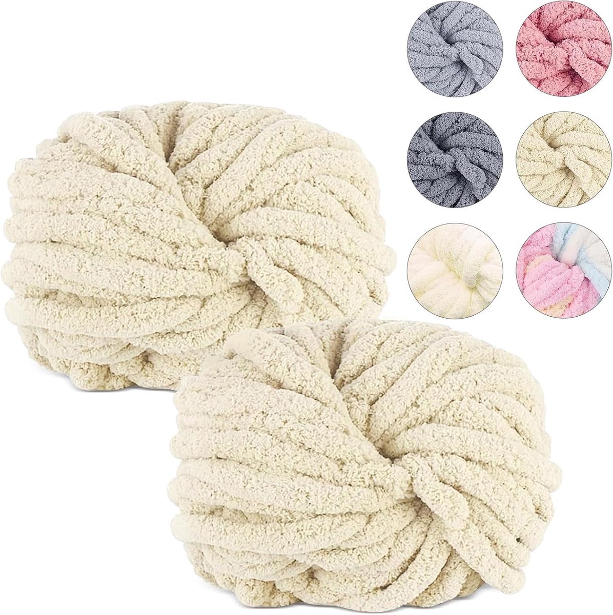 Wol, 2 x 250 g, pluizig dik garen, dikke wol voor handbreien, armbreien, wol, deken, garen om te weven, dekens, sjaals, mutsen, huisdier, bed, 2 x 250 g