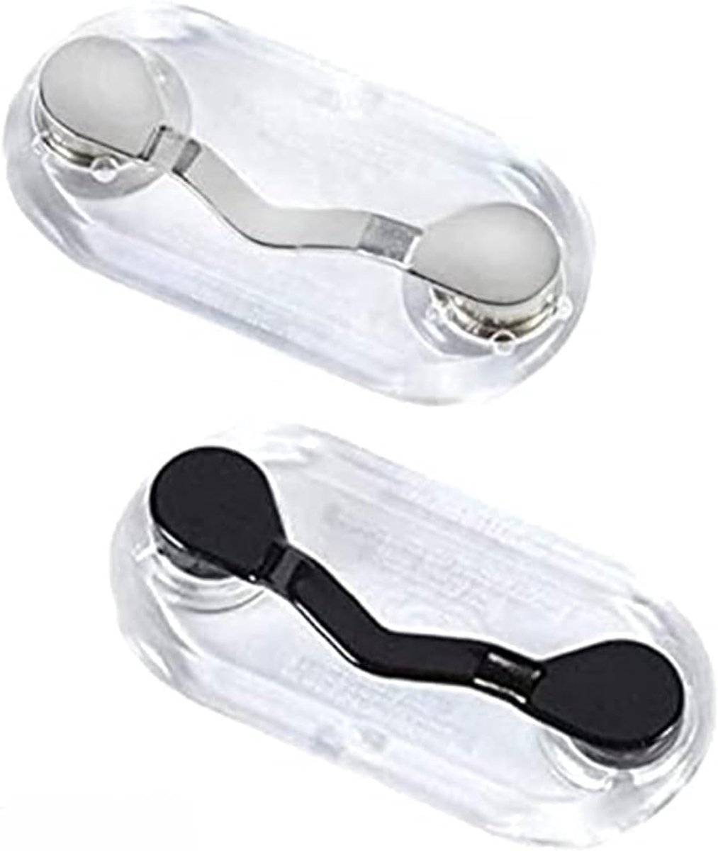Magnetische brillenhouder, 2 stuks, magnetische brillenhouder, roestvrij staal, badgeclip, kan aan kledingstuk worden bevestigd, voor brillen, zonnebrillen, oordopjes, identiteitskaart