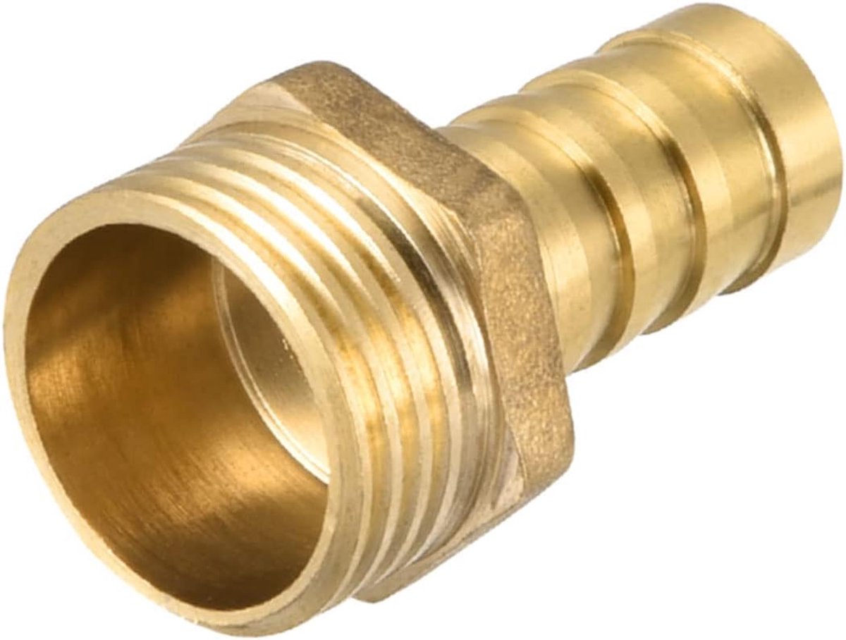 METERXITY Messing Barb Hose Connectors - Pijpfitting Adapter voor het vervoeren van luchtvloeistof, van toepassing op de industrie (12 mm weerhaak x G1/2 mannelijke draad, goudkleur)