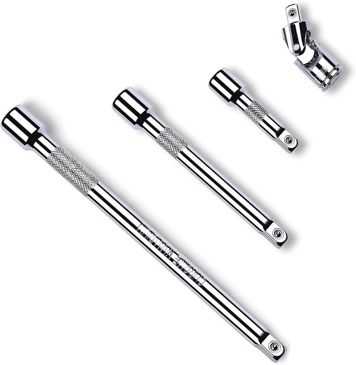 4 stuks buissteeksleutelset, buissteeksleutel, 150 mm, 100 mm, 50 mm en 45 mm universeel gewricht, bougiesleutelverlenging, voor steeksleutels, boren