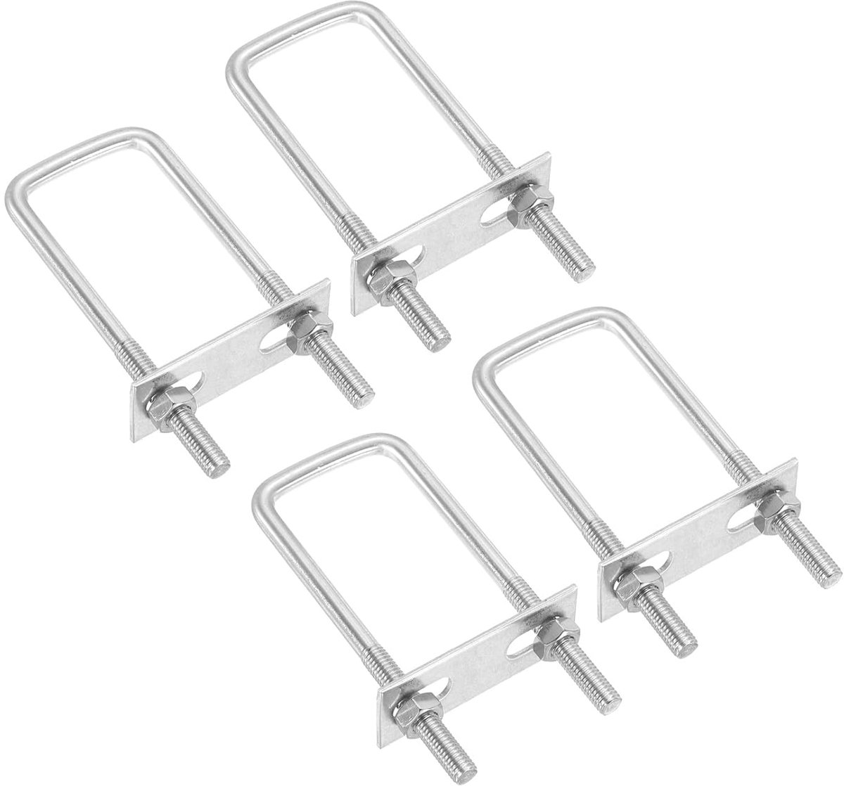 U-bouten M8 x 40 x 100 mm, 4 stuks vierkante U-bouten van roestvrij staal 304 met steunplaten en moeren voor ski boot aanhanger navigatie