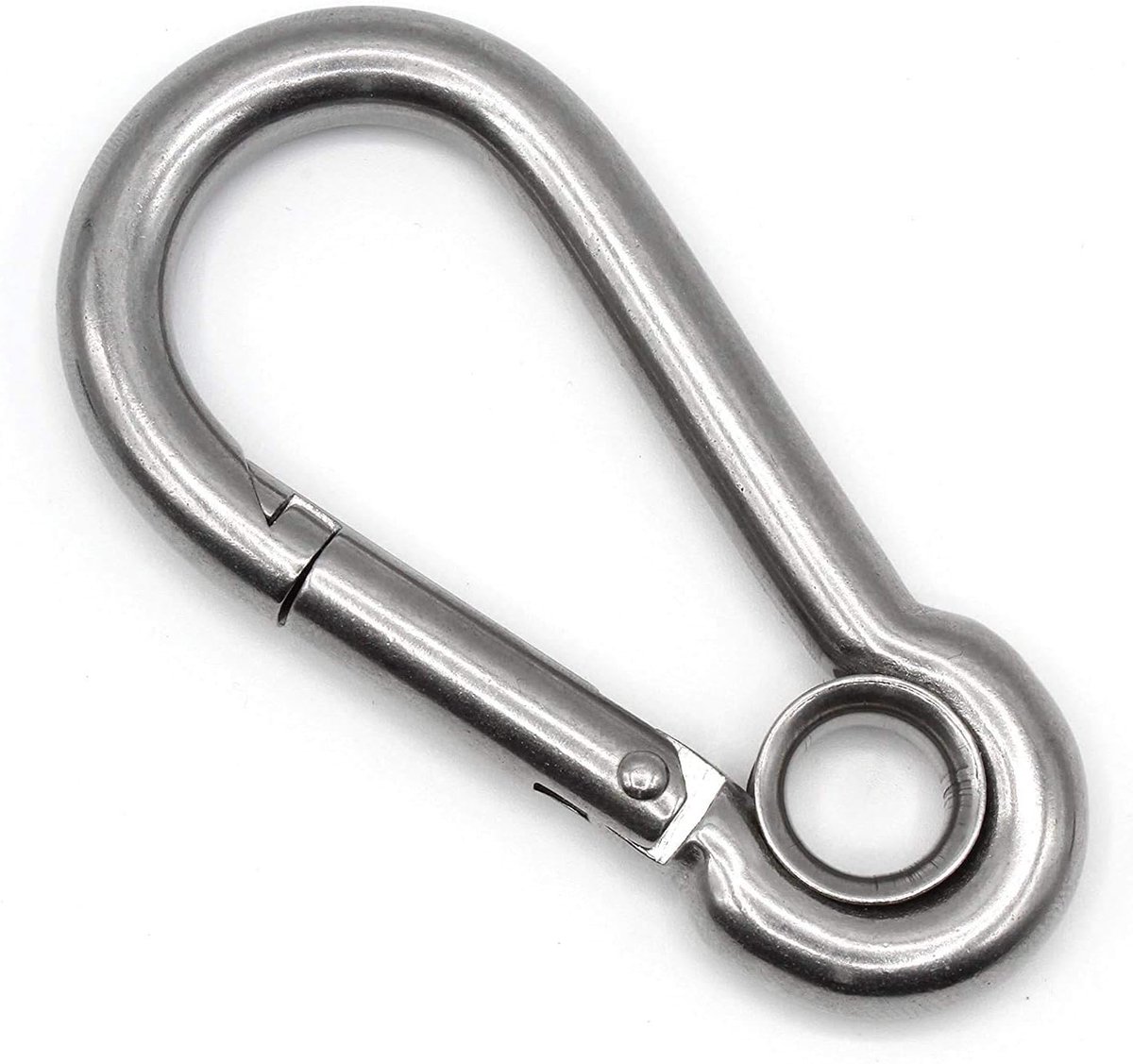 5 x karabijnhaak met kous 80 x 8 mm | DIN 5299 C | stalen karabijnhaak oog 225 kg | karabijnhaak met oog | klikhaak, brandweerkarabijnhaak, karabijnhaak met gesloten ring