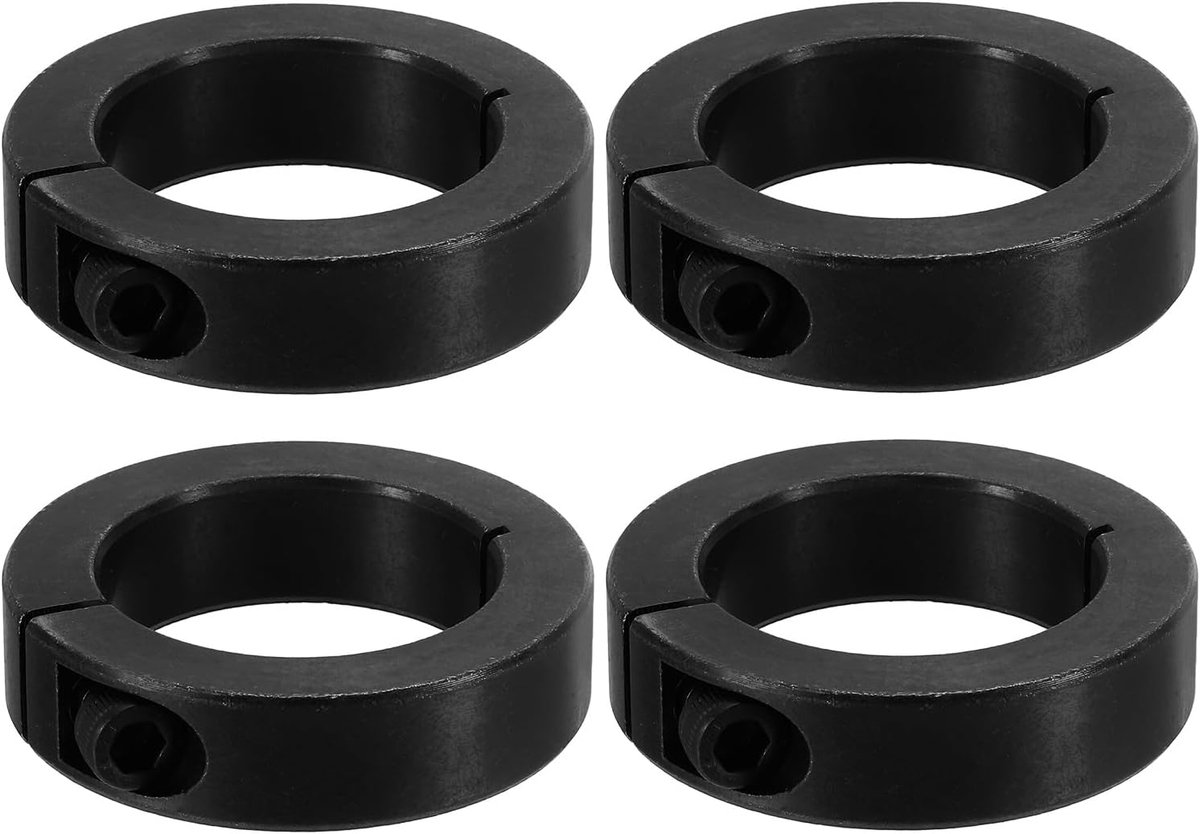 Gedeelde stelringen, 40 mm boring, 60 mm OD, 15 mm dik, 4-delige set, 45 # aluminiumlegering, diepteaanslagringen, klem met set-schroef voor de machinebouw, zwart