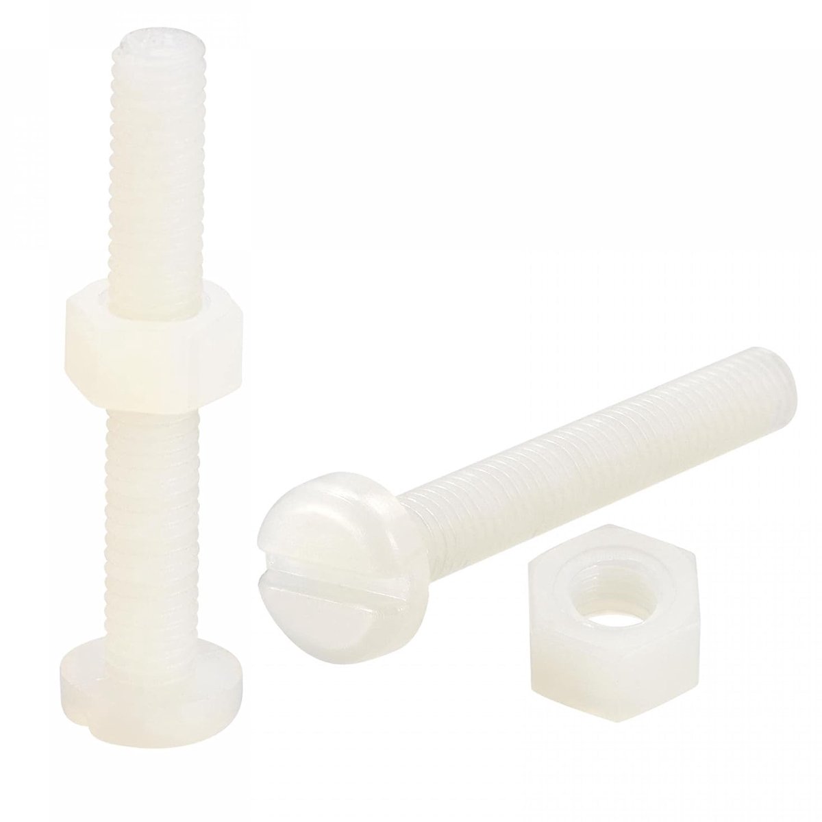 sourcing map 20 paar nylon schroeven moer set M5 x 35 mm sleufkopschroeven & M5 zeskantmoeren wit