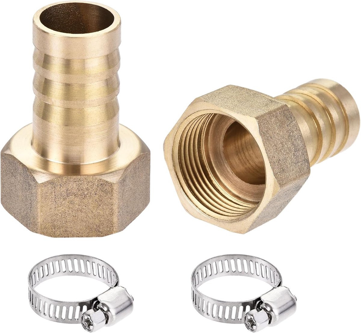 sourcing map 2 sets messing barbell slangaansluiting adapter 19 mm barbecue x G3/4 binnenbuis met 16-25 mm slangklem