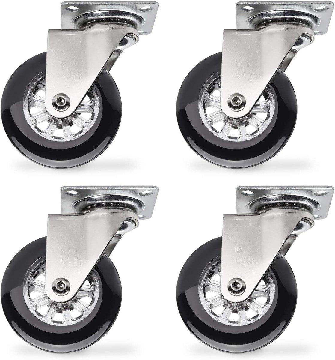 4 stuks Zwenkwiel Swift, zwart, diameter: 75 mm, zonder vastzetter, belastbaar tot 35 kg