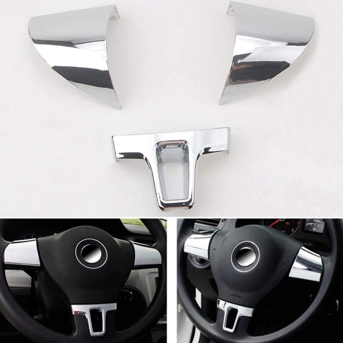ABS Chroom Stuurbekledingsset Compatibel met VW V Lavida Modellen van 2011 tot 2012