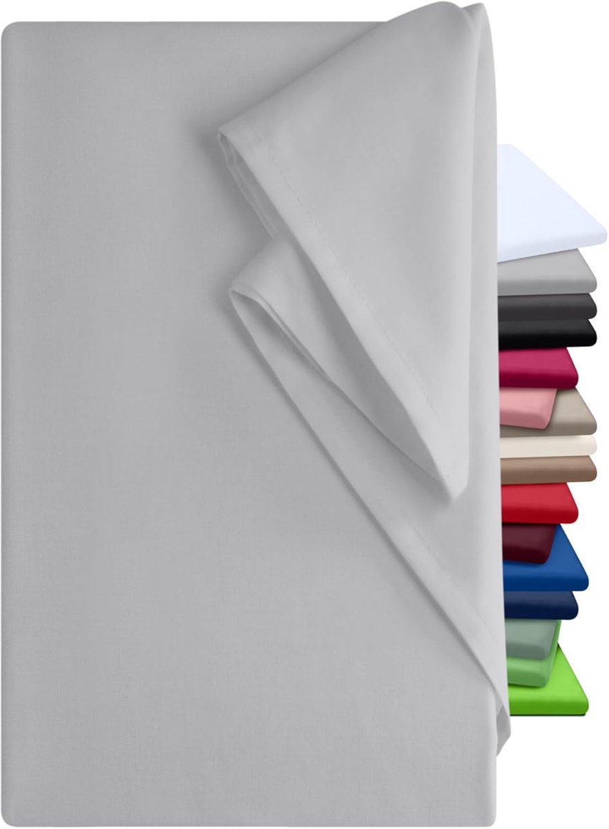 npluseins Bedlaken 240x275cm - linnen laken zonder elastiek - doek is ideaal voor terras, reizen, camping en tafelkleed, camperlaken, beddoek zonder elastiek, 100% katoen, ca. 240 x 275 cm, zilver
