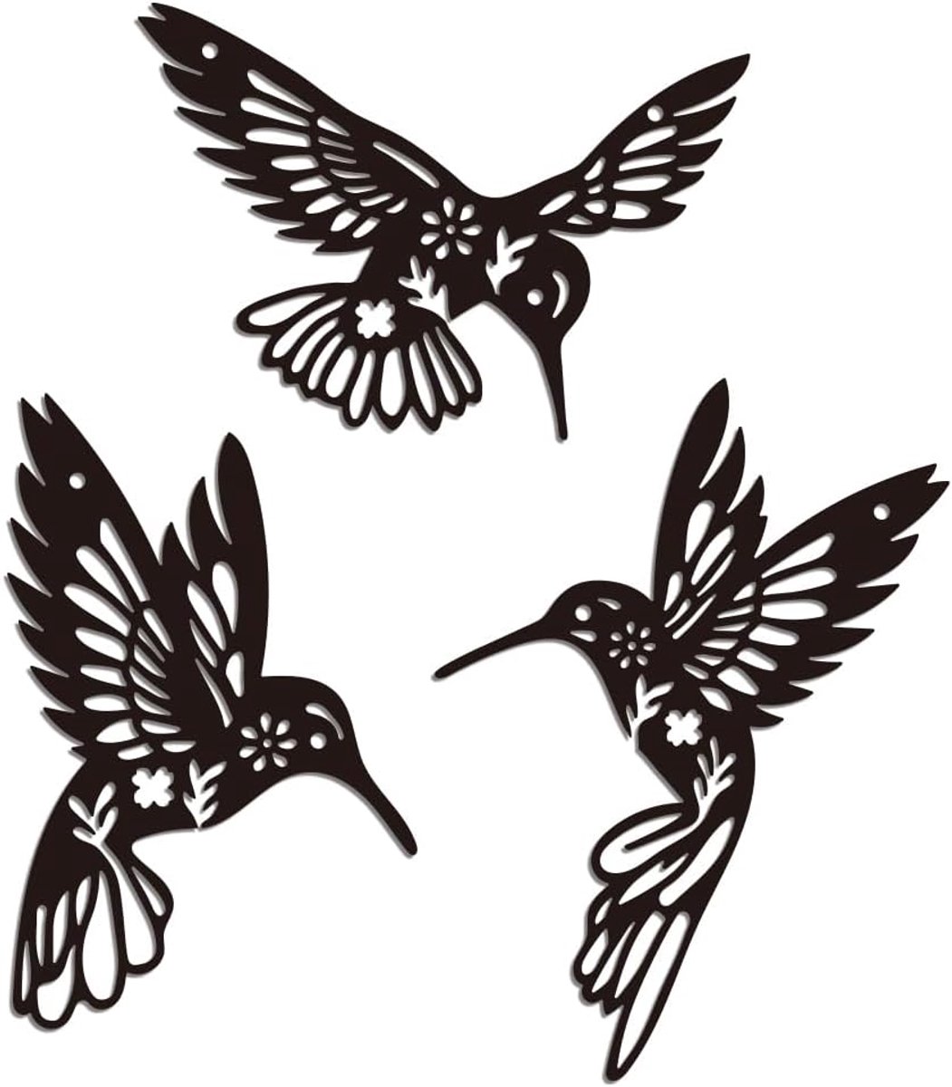 3 Stijlen Metalen Kolibrie Wall Art Decor, Vogel Thema Wall Art Opknoping Decor Borden voor Thuis Moderne Kunst Kolibrie Muur Sculptuur Standbeelden voor Badkamer Woonkamer, Kolibrie