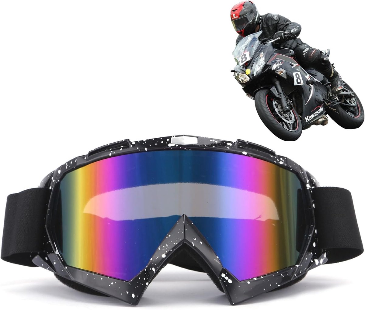 Motorcrossbril, skibril, motorbril, skibril, crossbril met schuimvulling, voor zowel dames als heren, geschikt voor outdoorsporten