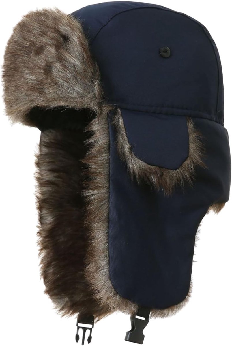 Marineblauwe Unisex Trapper Hoed, Winter Ear Flap, Waterdichte Winter Jacht Hoed, Trapper Hoed met Oorkleppen, Gehoorbescherming Winddicht Koude Wind en Sneeuw Cap