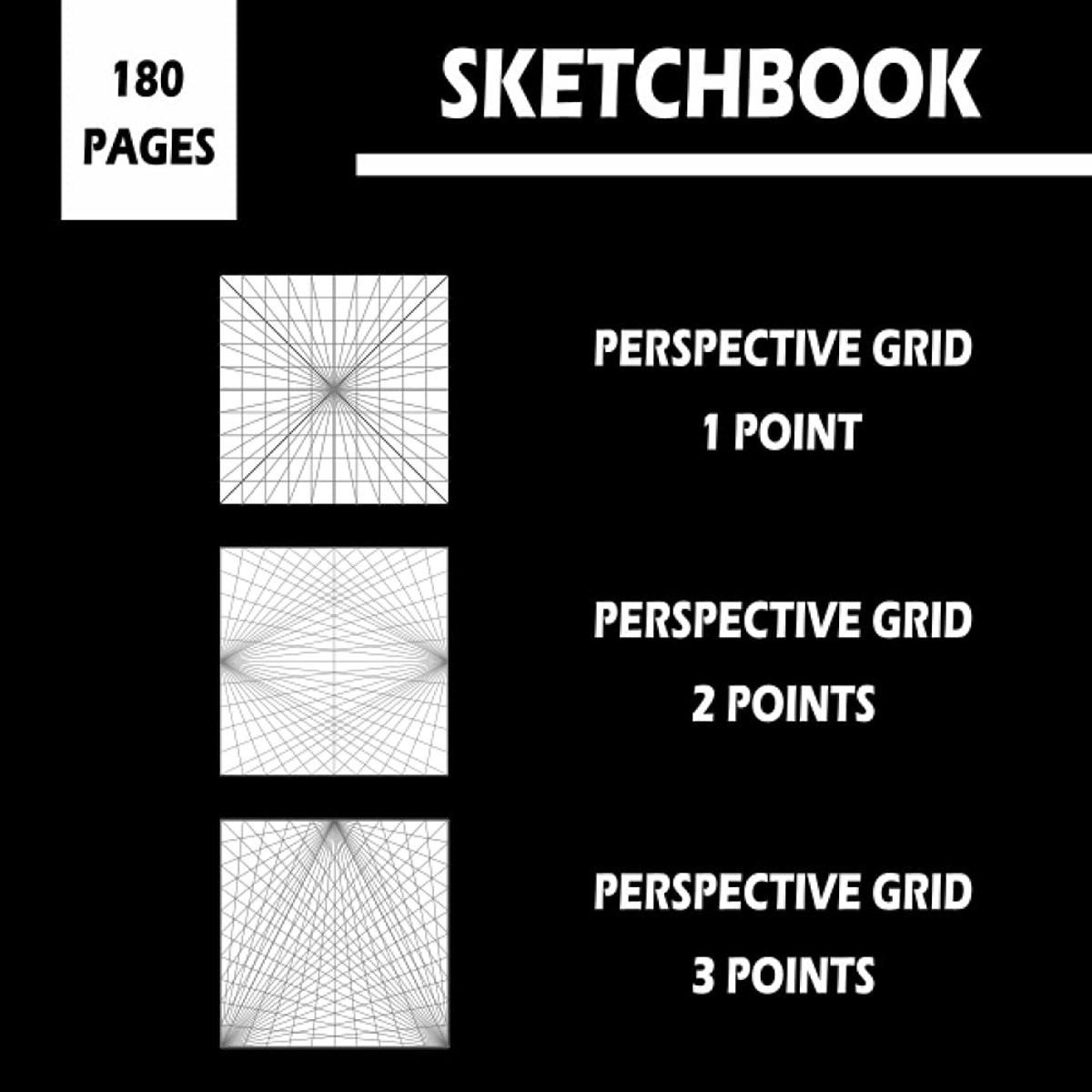 perspective grid 1 point 2 points 3 points 180 pages.: Notebook with perspective grid 60 pages 1 vanishing point 60 pages 2 vanishing ... point size 8.5 'x 8.5' (21.59 cm x 21.59 cm)