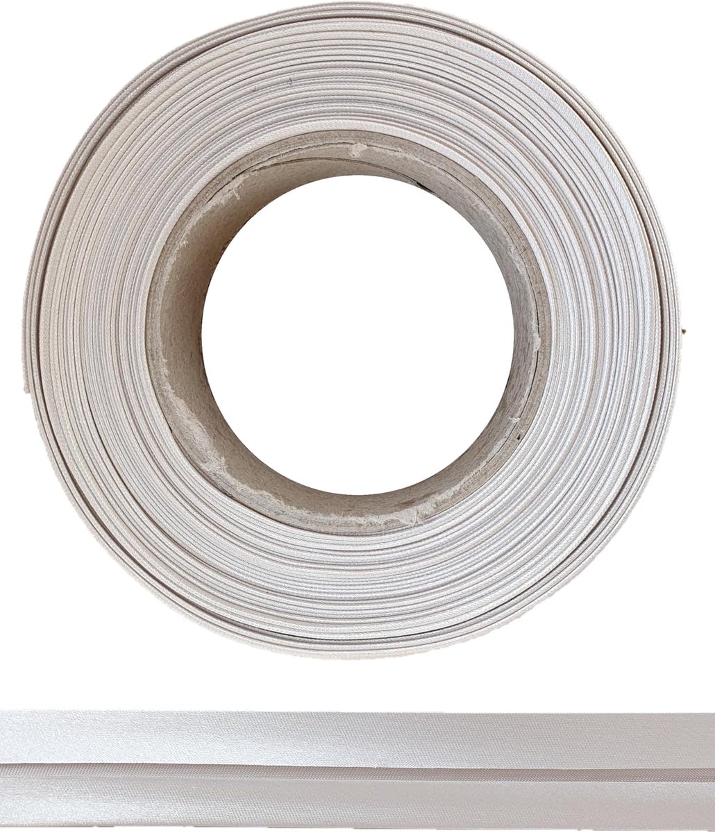 aus Polyester (Satin) - 10 m x 20 mm (gefalzt) - Hoogwaardig inlegband, satijnband, schuine band - Ideaal voor DIY-naaien - Gemaakt in België, op een rol (Beige)