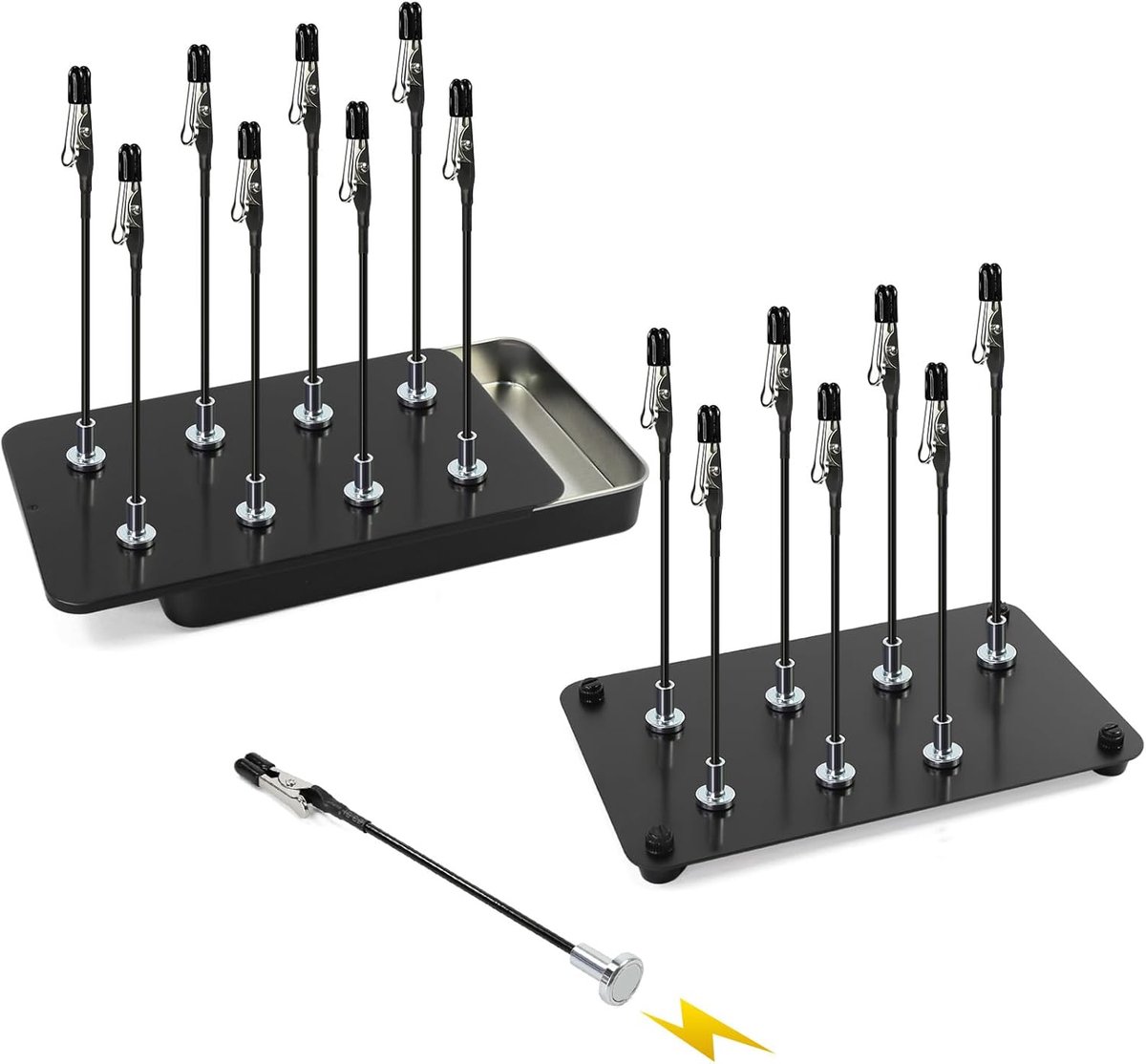 16 stuks Model Metalen Magnetische Clips met 1 stuk Opbergdoos 1 mm dikke basis Schildergereedschapset Aluminium draad krokodil clip met magneet (Recht)