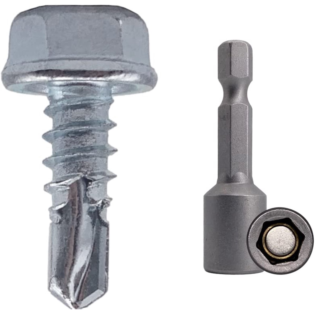 (verpakking van 150 stuks) DIN 7504 K verzinkt staal, 4,2 x 13 mm schroeven, zelfborende plaatmetalen schroef, zeskantsluitring, zelftappend (150, 4,2 x 13 mm)