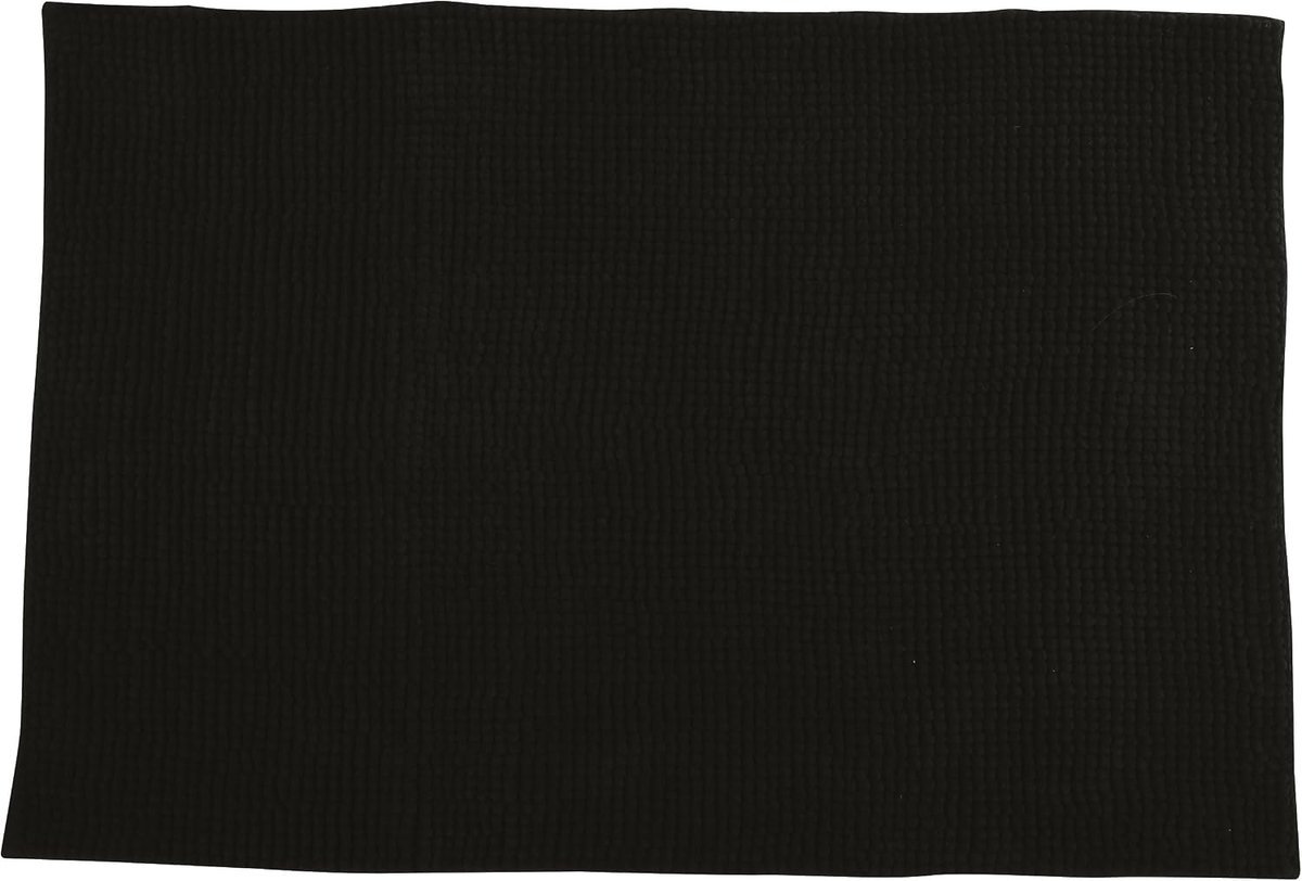 Badtapijt, douchemat, chenille, hoogpolig, badmat, 60 x 90 cm, zwart