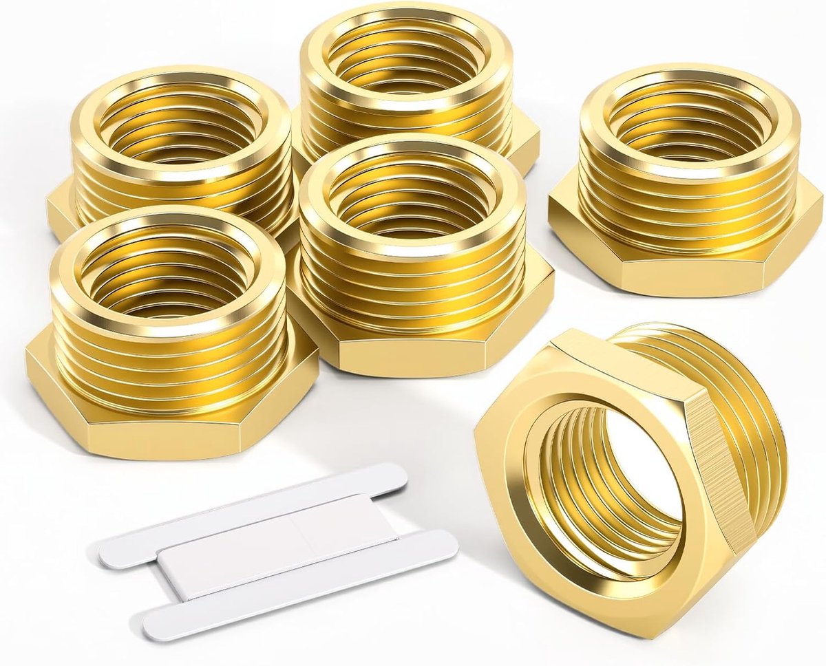 6 Stuks 1/4 "Female Naar 3/8" Mannelijke BSP Draad Messing Hex Bus Verminderen Connector Voor Pijp Aansluiten Conversie