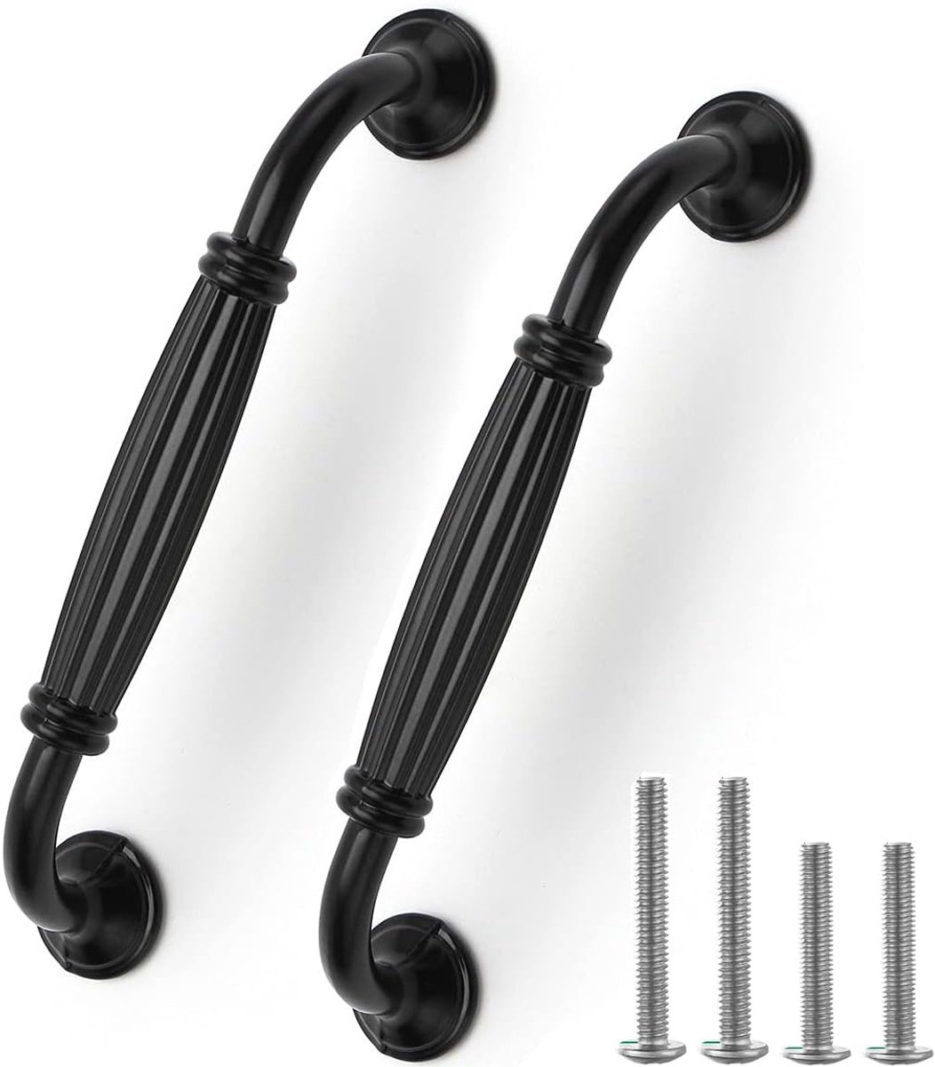 Set van 12 matte zwarte aluminium kastdeurengrepen, lange knoopvormige ladengrepen voor keuken, slaapkamer (12, centraal gat 96 mm)