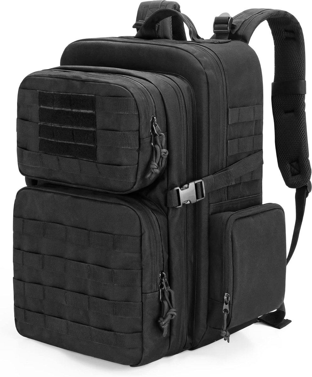 Tactische Trauma Lege Rugzak, Molle Bag First Aid Bug Out Medische Tactische Tas voor Camping, Zwart | Geschikt voor Molle-rugzaksystemen; uitgerust met gevoerde schouderbanden en borst- en heupgespen, zwart