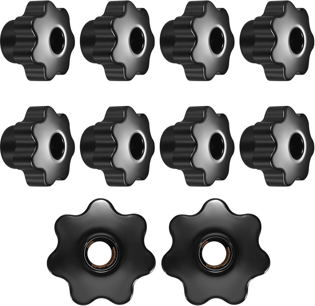 10 stuks stergreepmoeren M8, sterschroef, binnendraad klemknop, stervorm kop knop greep handknop voor gereedschapsmachine - zwart