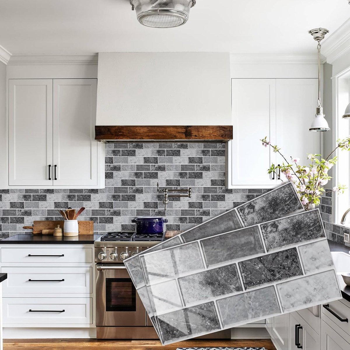 Behang meubelfolie zelfklevende keuken muur kasten decorCi-shuijingwenlizhuankuai1530-12