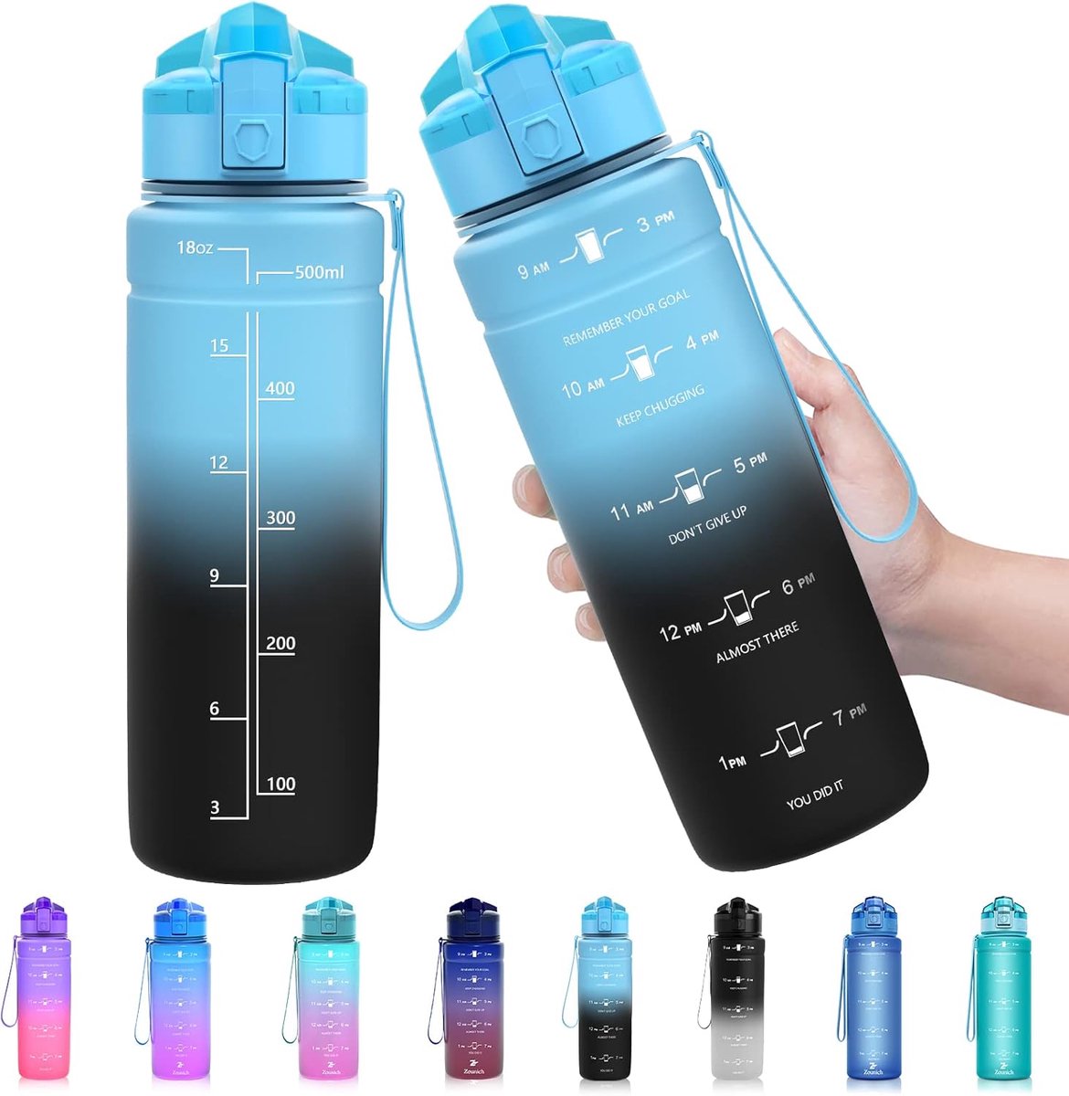 Drinkfles voor kinderen, lekvrij, 1 l/700 ml/500 ml, BPA-vrij, sportfles, tritan, kunststof, waterfles voor fiets, school, geschikt voor koolzuurhoudende dranken, vaatwasmachinebestendig