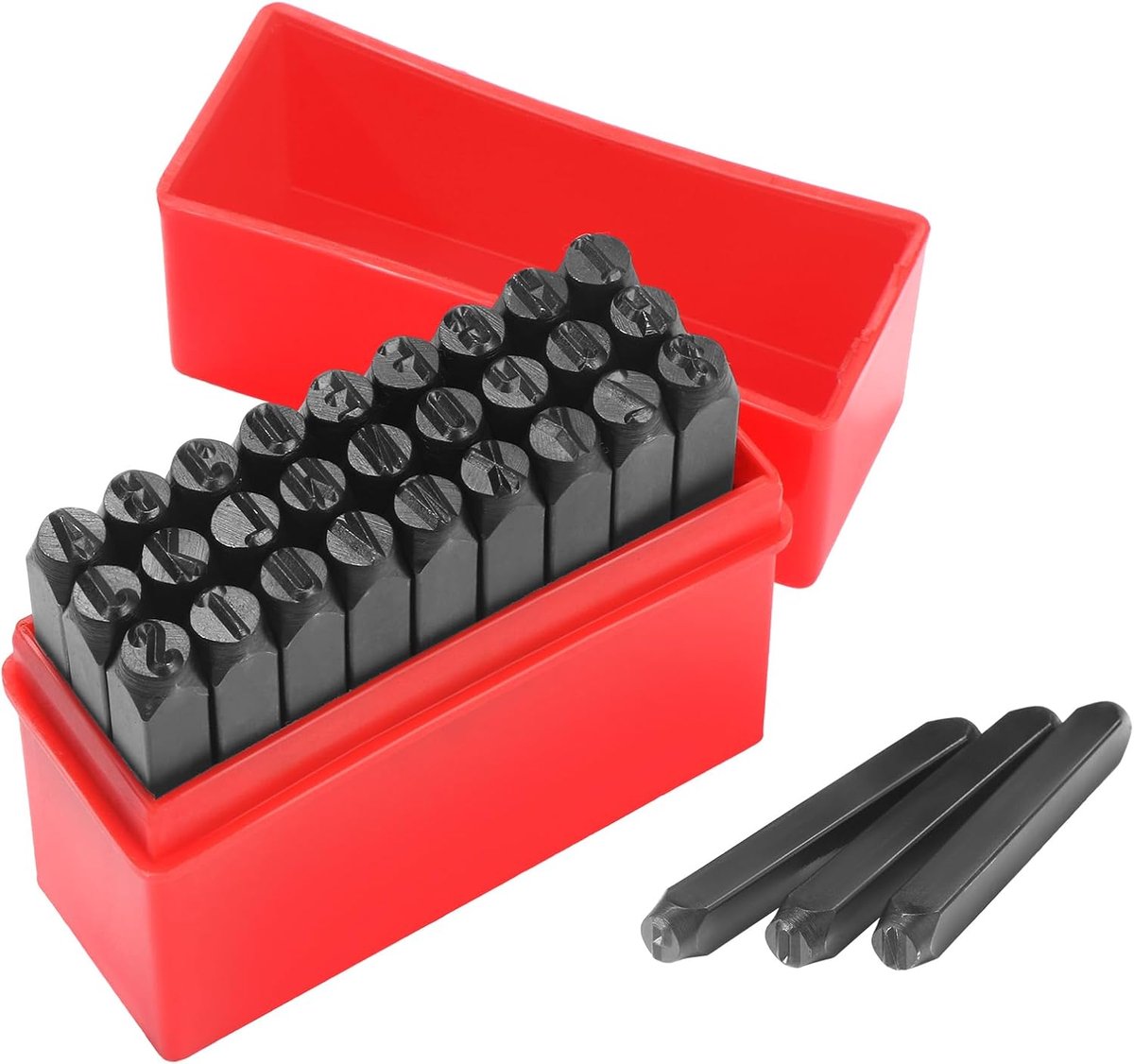 Set van 27 slagletters, 5 mm, alfabet A-Z en slagletters, metaal, slagstempels voor het stempelen van metaal, kunststof, hout, leer