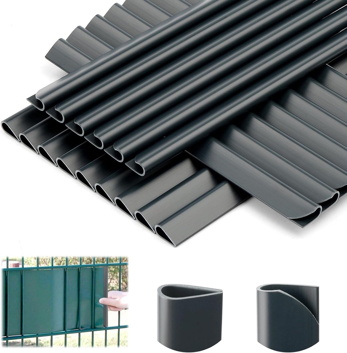 35 stuks bevestigingsclips PVC zichtbescherming bevestiging klemrails voor zichtwerende strips dubbele spijlen omheining zichtbescherming staafomheining voor bevestigingsclips tuinpoort balkon hekken
