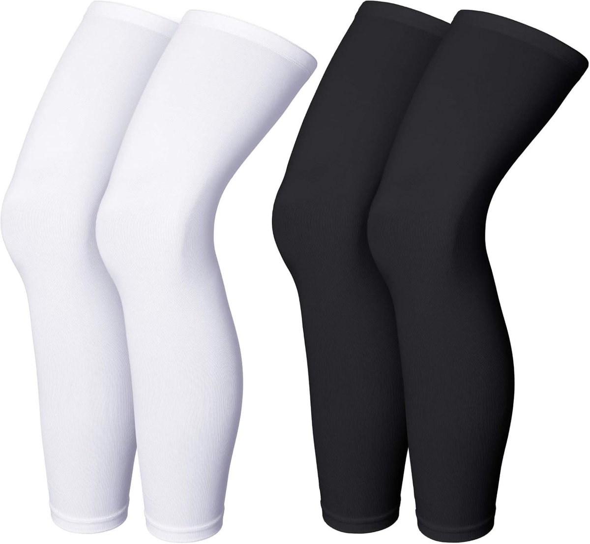Beenmouw Volledige Lengte Beenmouwen Sport Fietsen Beenmouwen voor Mannen Vrouwen, Knie, Dij, Kuit, Hardlopen, Basketbal, Wit, XL