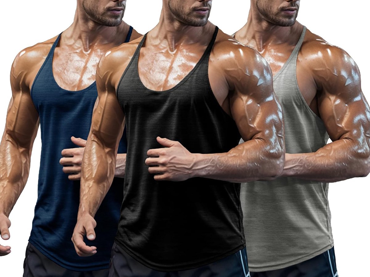 Tanktop voor heren, sportschool, mouwloos, voor training, bodybuilding