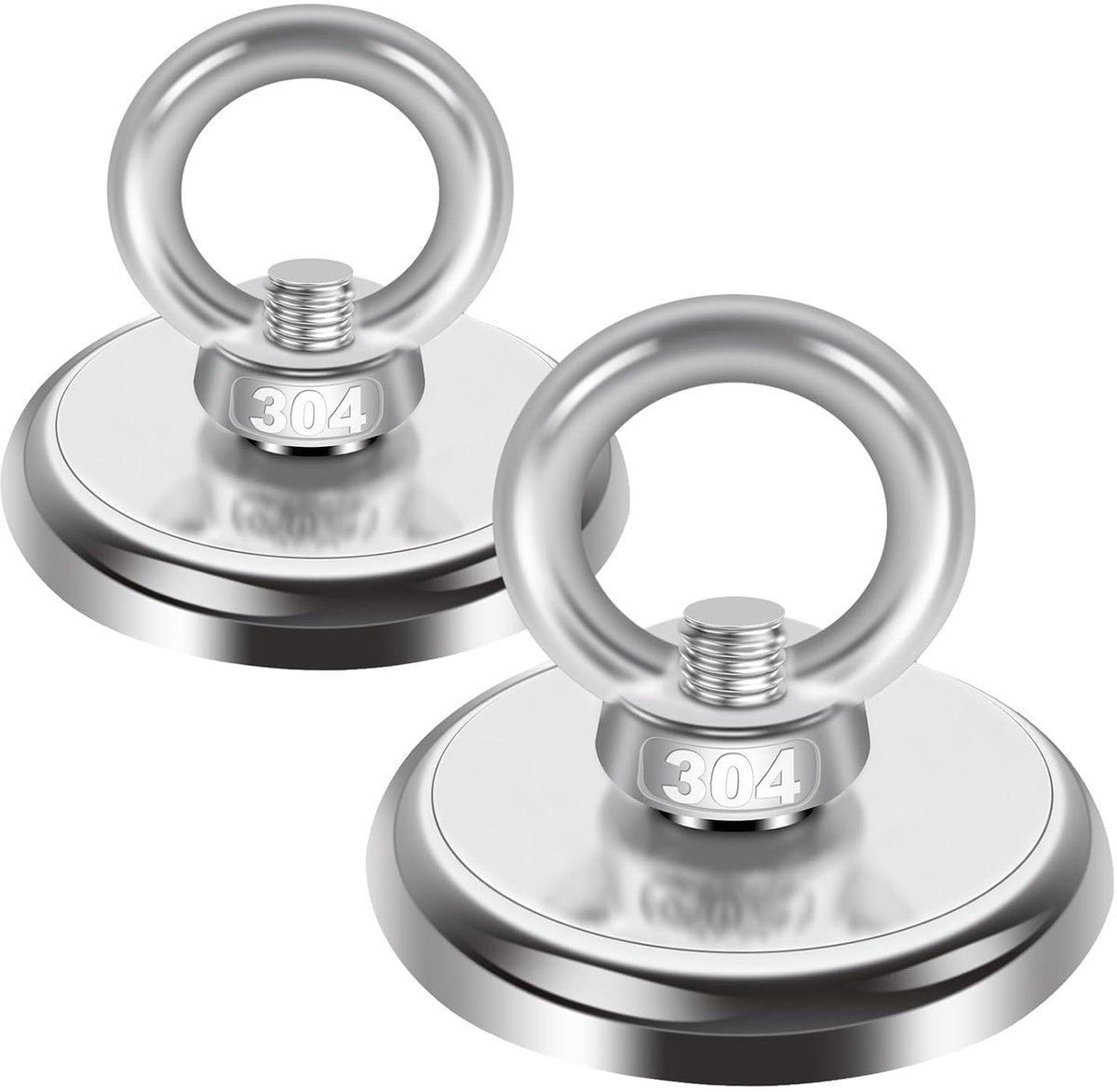 sterk, 55 kg trekkracht, grote neodymium-magneet, sterke, extra sterke magneten, sterke grip, magneetvissen met oogschroeven, voor magneetvissen in huis, werkplaats, water, D36 mm, 2 stuks