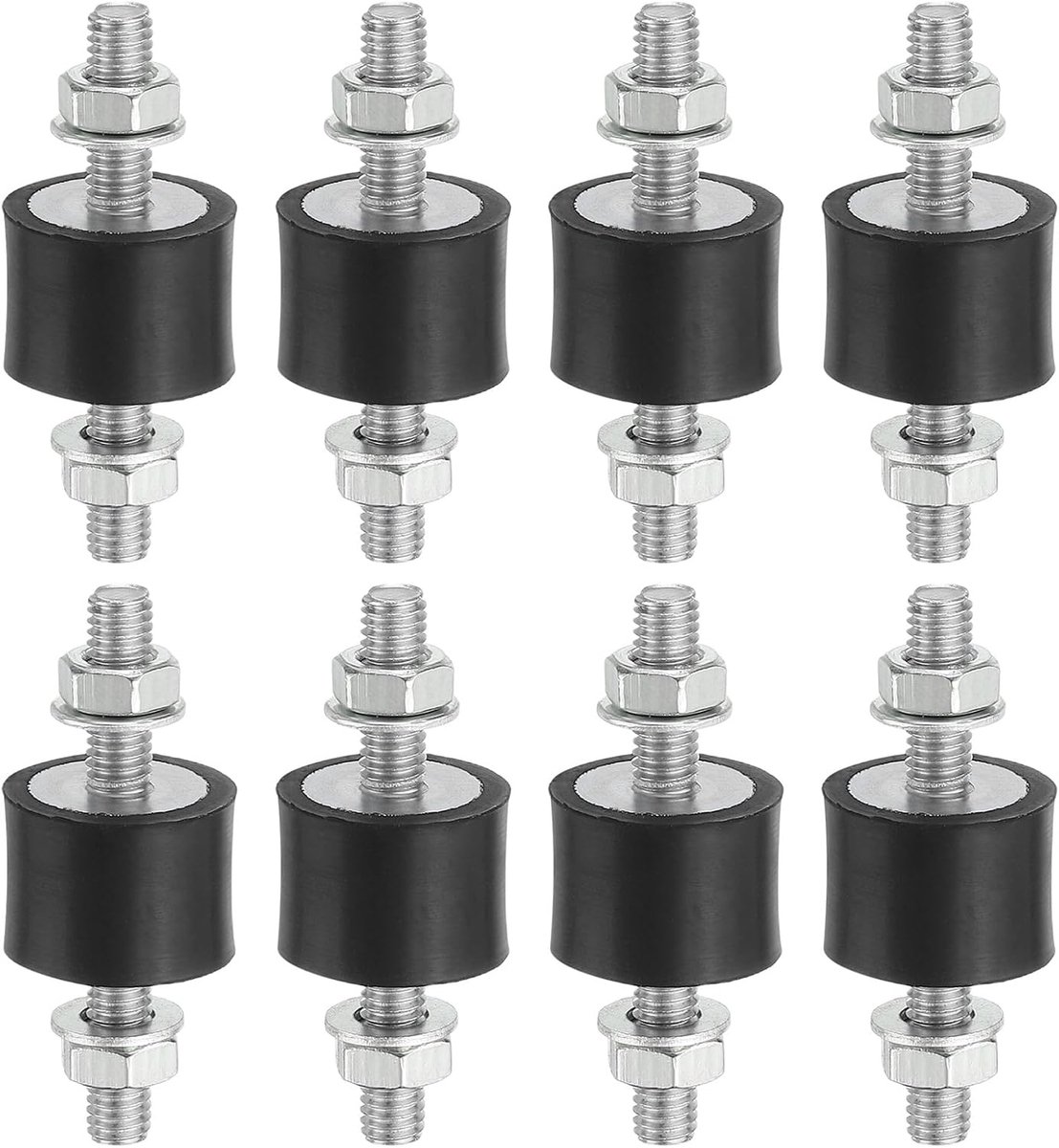 15x20mm rubberen noppen schokdemper, 8 stuks M6 rubberen isolatormontages cilindrische anti-vibratie isolatormontages met moeren voor garagemotoren luchtcompressoren motoren (VV-type)
