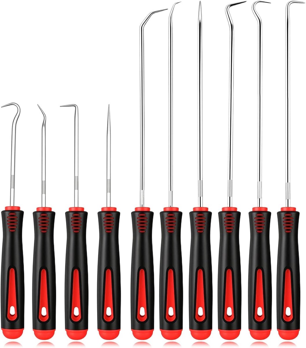 10 stuks rode haken en haken 24 cm en 16,5 cm universele precisie haken voor O-ringen auto O-ringen