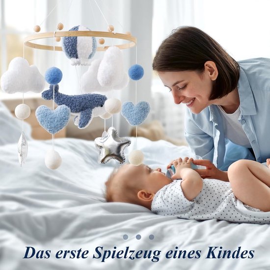 Mobiele babywindgong, 3D-walvis, heteluchtballon, mobiel babybed, bedbel, hanger, kinderkamer, babykamer, decoratie, pasgeborenen, cadeau voor baby's, jongens en meisjes — afbeelding 4