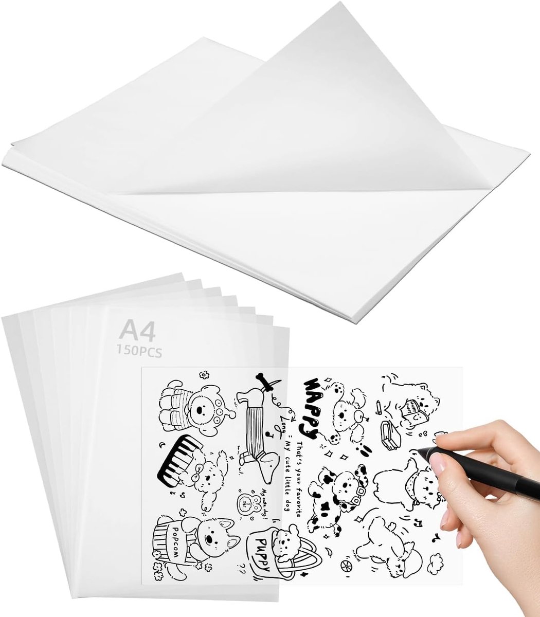 150 vellen wit transparant papier, transparant papier