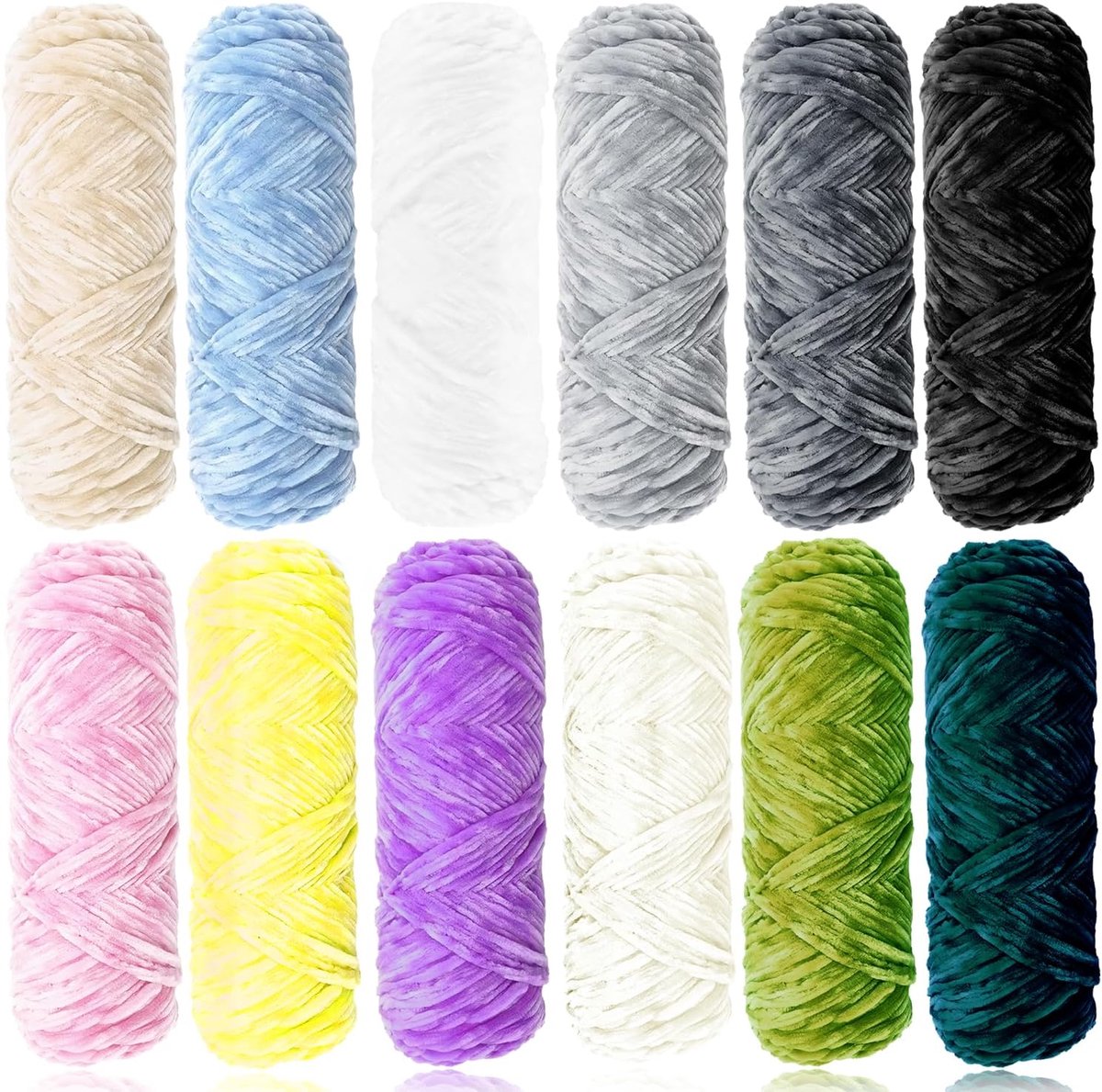 12 stuks dik garen voor handbreien, meerdere kleuren chenille-garen voor breien en haken, zacht dik garen voor dekens, kussens, sjaals, huisdierbedden, tassen, hoeden, truien (gemengde