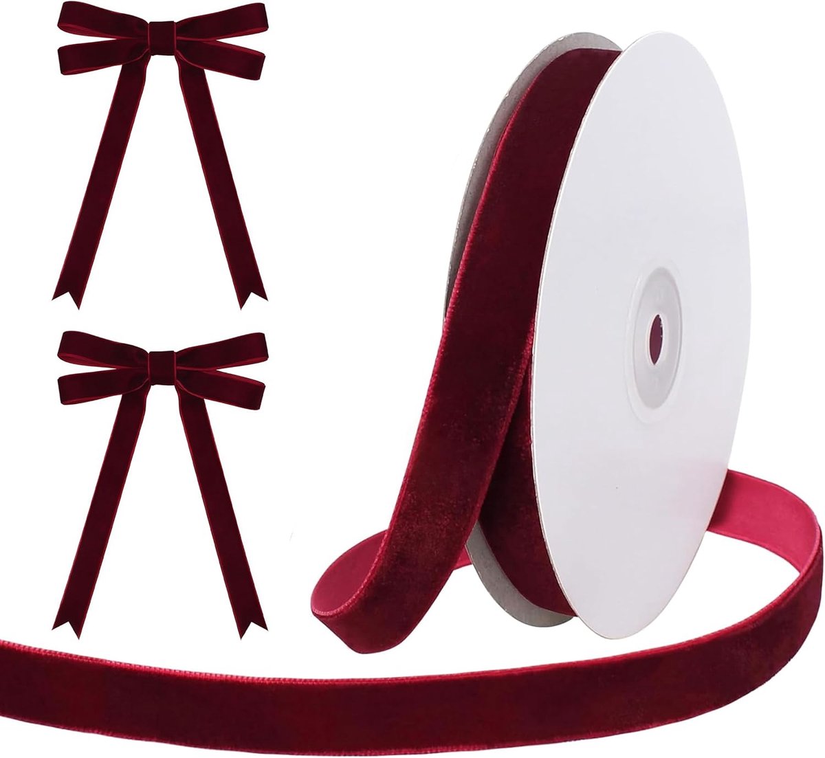 10 Yard Bourgondische Satijnen Lint 1.6cm Breed Donkerrood Kerstlint voor Cadeauverpakking Kerstboom Decoratie Knutselband