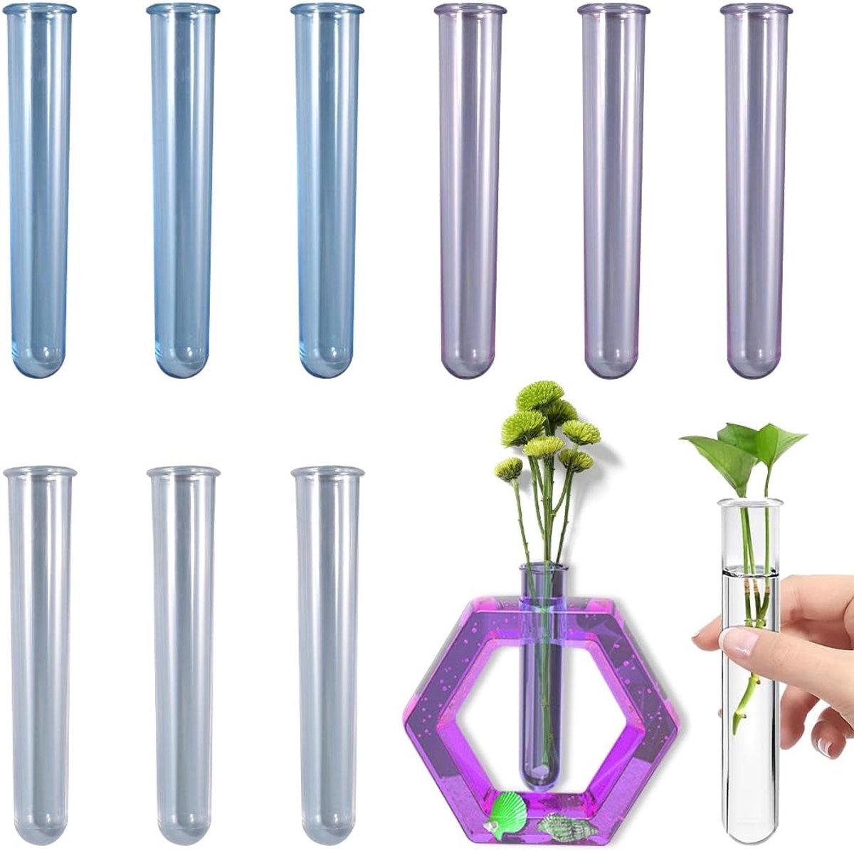 9 stuks reageerbuisjes, 3 kleuren