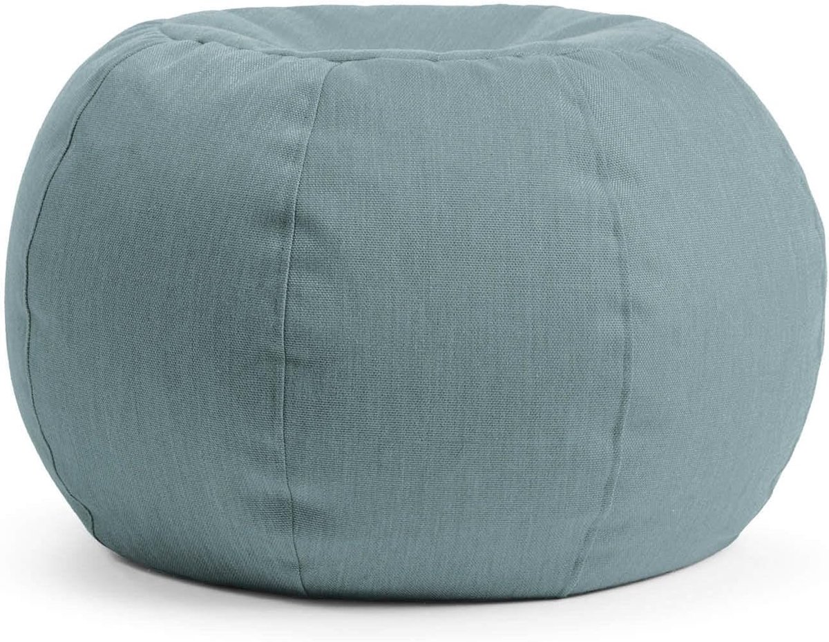 mokebo Outdoor Pouf Hocker 'Der Kugelige' (60x45cm) Made in Germany, Zithocker rond voor balkon & tuin, Vloerkussen, Zitpoef, Voetenbankje & Bijzettafel met EPS-parels vulling in Hemelsblauw | Hemelsblauw