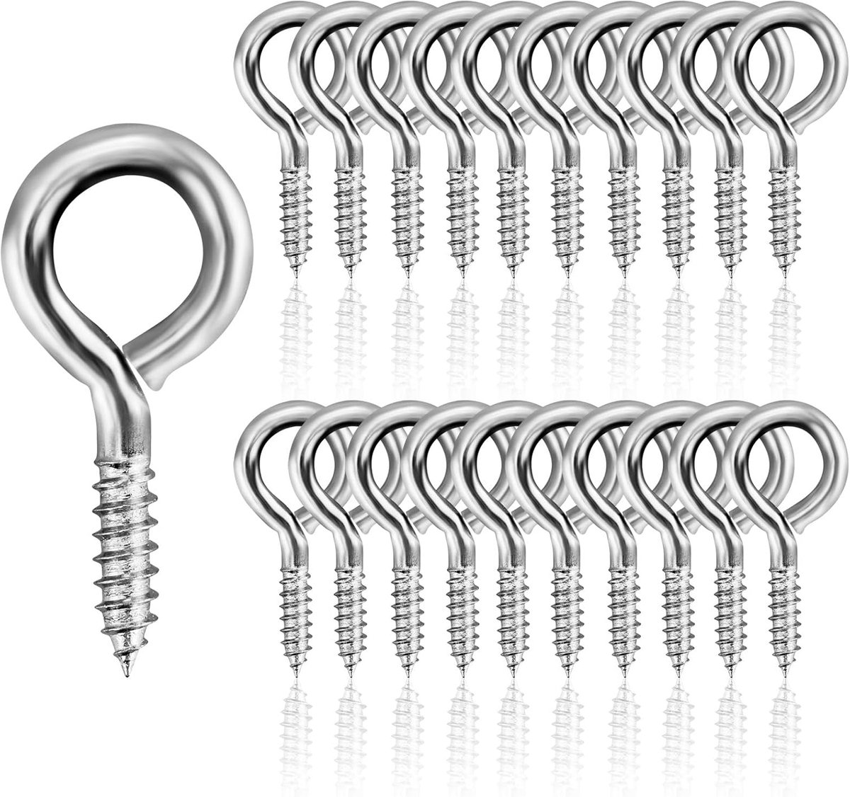 Haken, vastzetschroef, plafondringhaken, voor hangmatten, luifels, schommelstoelen, vaste kabel (zilver)