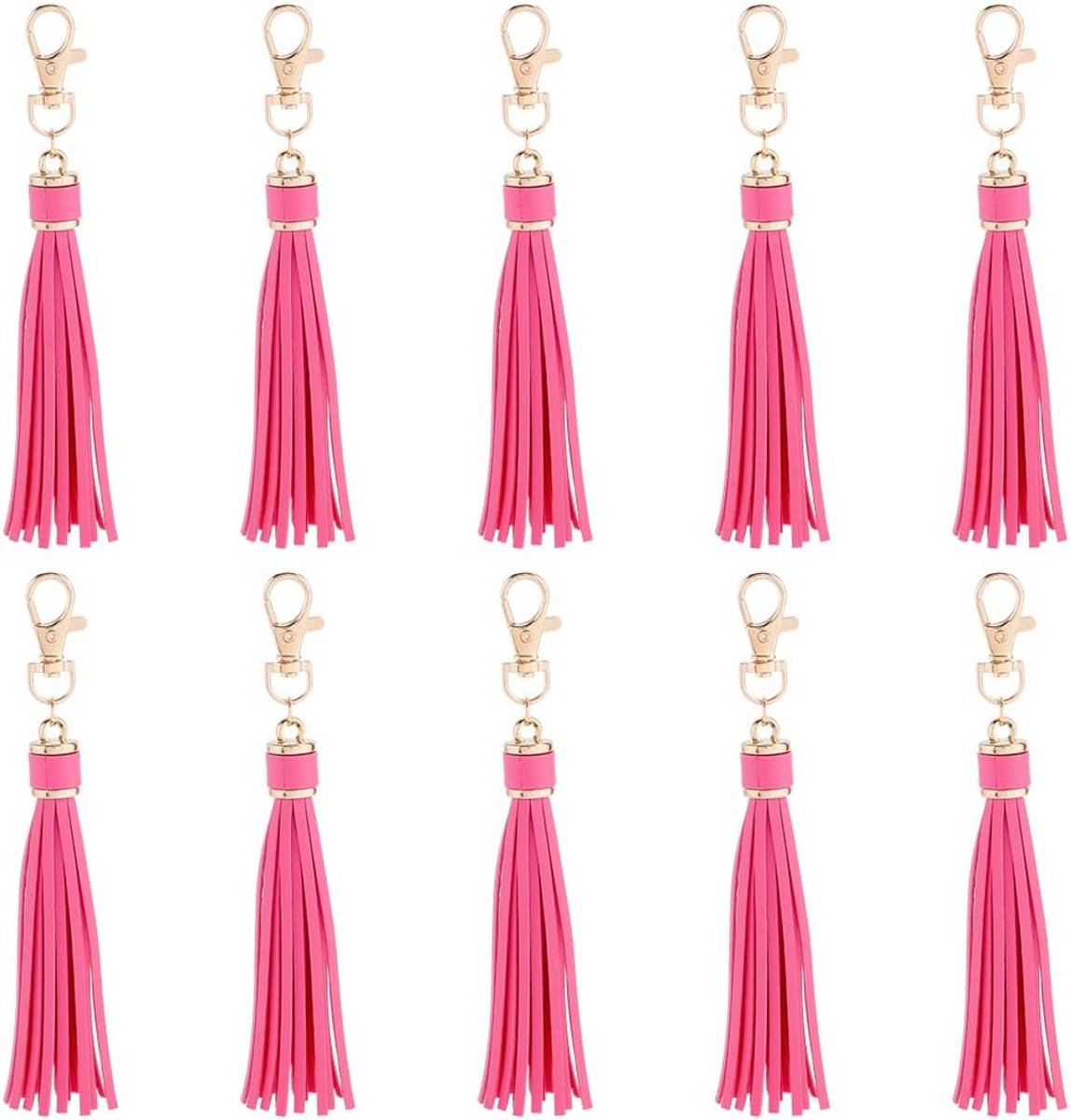 10 STKS PU Lederen Kwastje Sleutelhangers voor Vrouwen Gele Sleutelhanger Charms Auto Sleutelhanger Houder Lederen Kwastje Hanger Handtas Sleutelhanger met Kreeft Sluiting voor Tas