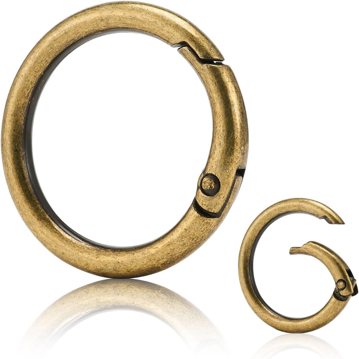 10 stuks Trigger Spring Gate O-ringen, metalen ronde veer split karabijnhaak clip voor sleutelhangers, sleutelhangers, handtas, portemonnee, portefeuilles, tassen, doe-het-zelf decoraties (geborsteld