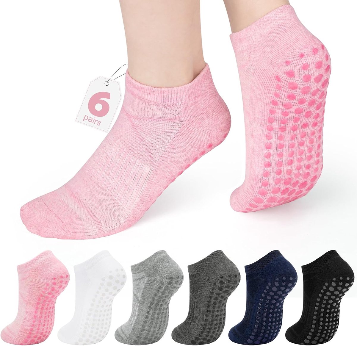 Sokken antislip grips sokken voor vrouwen, vrouwen slippers sokken zachte trainer sokken, dames slippers sokken voor ballet, dans, training, fitness, EU 4-7,5