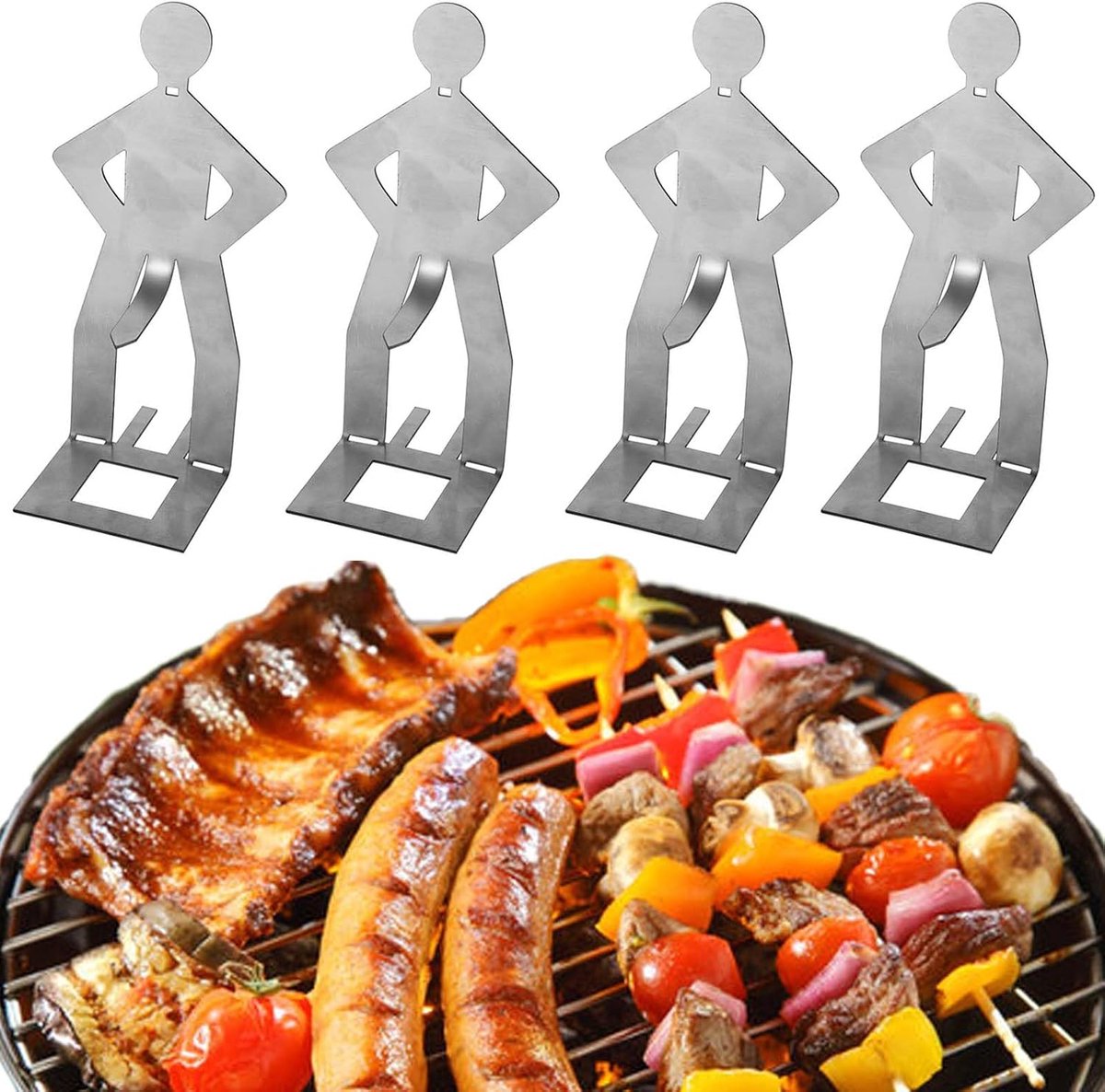 4 stuks BBQ-worsthouders, roestvrijstalen hotdogrek, outdoor kookgadget voor barbecue, picknick, camping, vreugdevuur feest