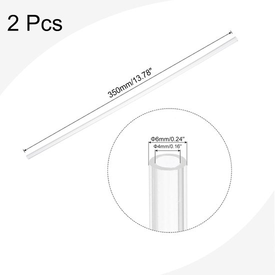 Transparante pvc-buis, 2 stuks, binnendiameter 4 mm diameter, 6 mm, lengte 350 mm, acryl kunststof buis voor lampbouw, staande lampen, meubels — afbeelding 5