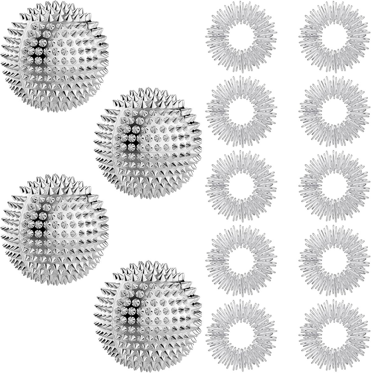 12-delig skills set - massageballen en acupressuurringen - stressvermindering - verbeterde concentratie - SnelShoppen