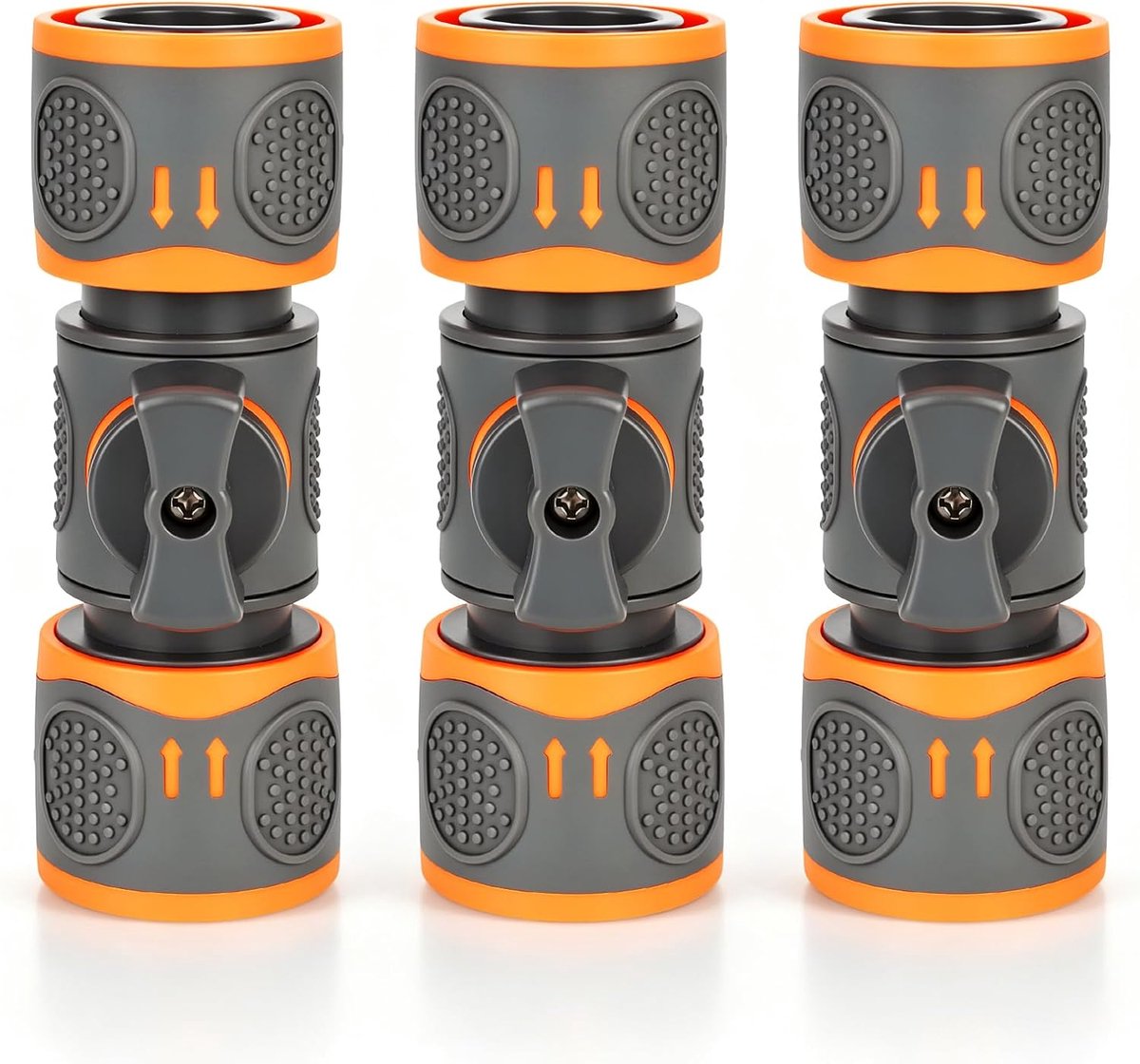 YYTECH 3 stuks koppelingen met regelventiel, tuinslangverbinder met regelventiel, tuinslang, snelkoppeling, waterstop - ShopVlot